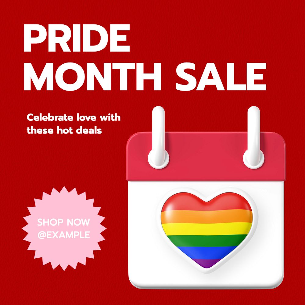 Pride month sale Instagram post template, editable text