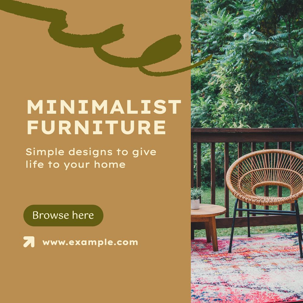 Minimalist furniture Instagram post template, editable text