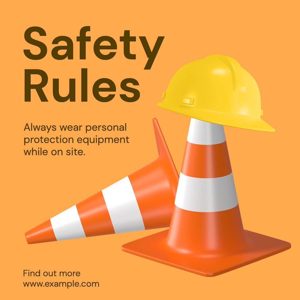 Safety rules Instagram post template, editable text