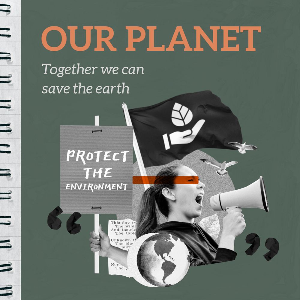 Our planet Instagram post template, editable text