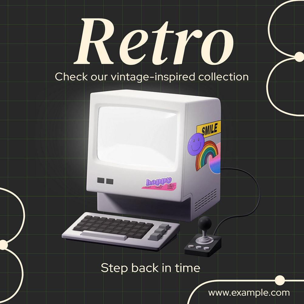 Retro collection Instagram post template, editable text