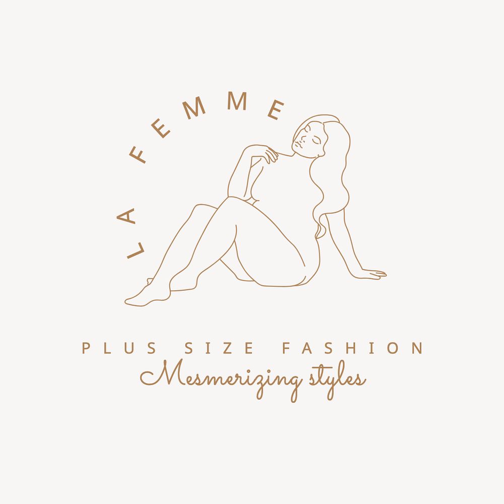 Plus size fashion logo template, editable text