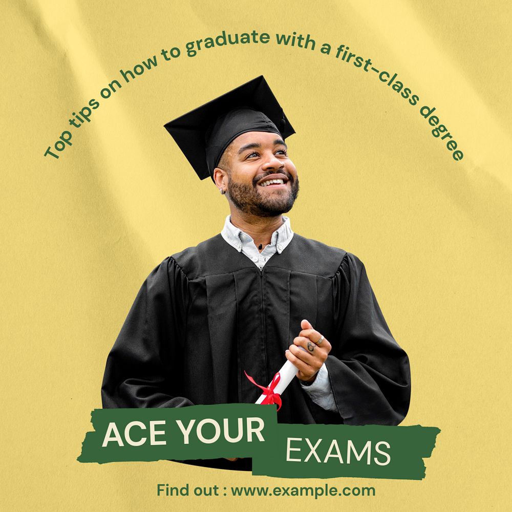 Ace your exams Instagram post template, editable text