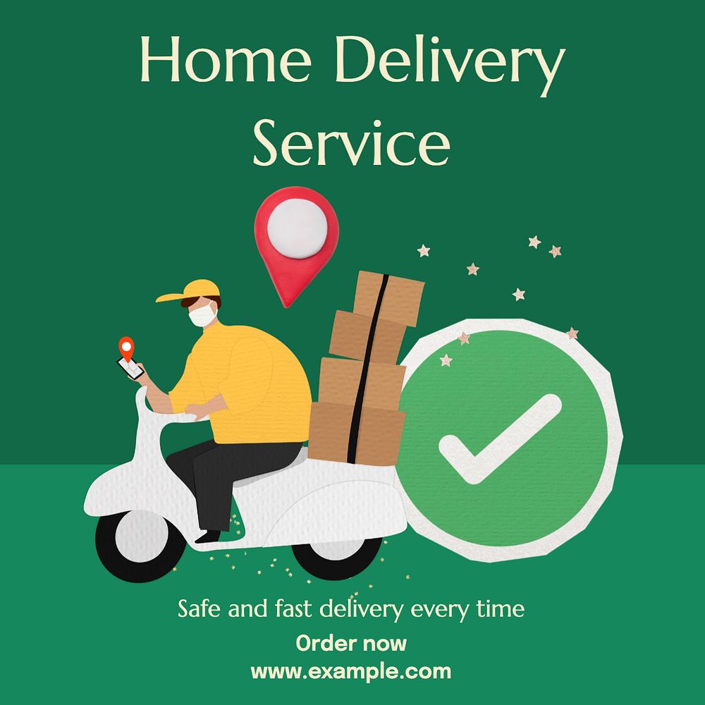 Delivery service Instagram post template, editable text