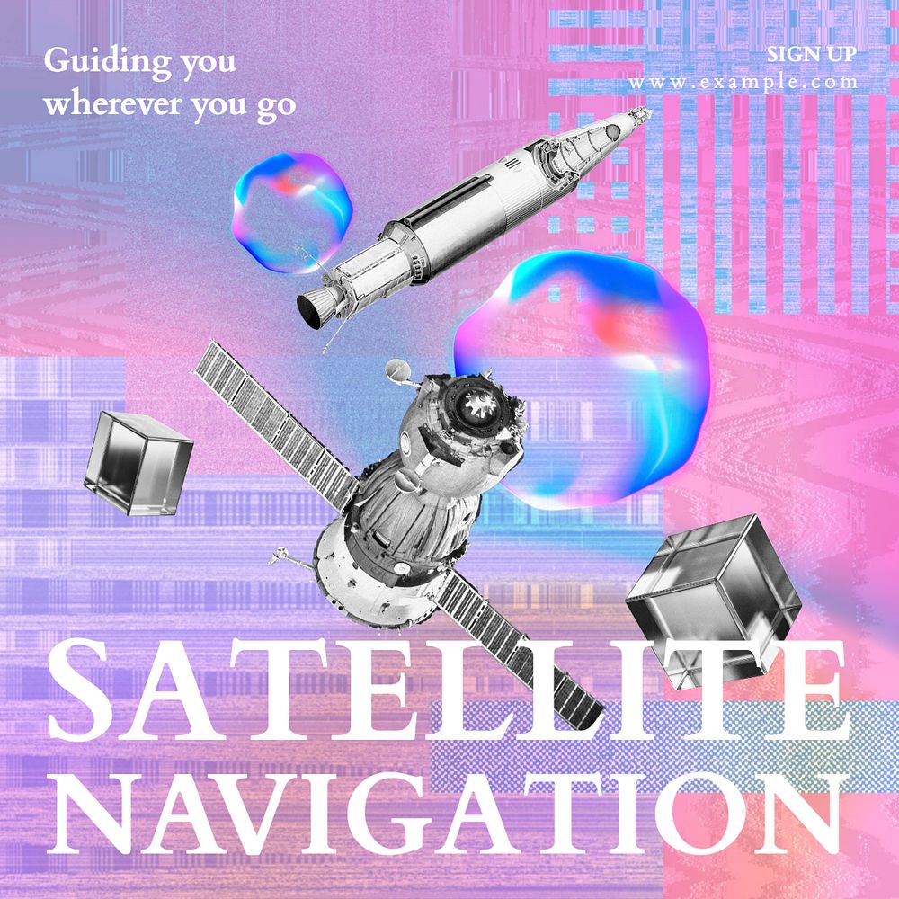 Satellite technology Instagram post template, editable text