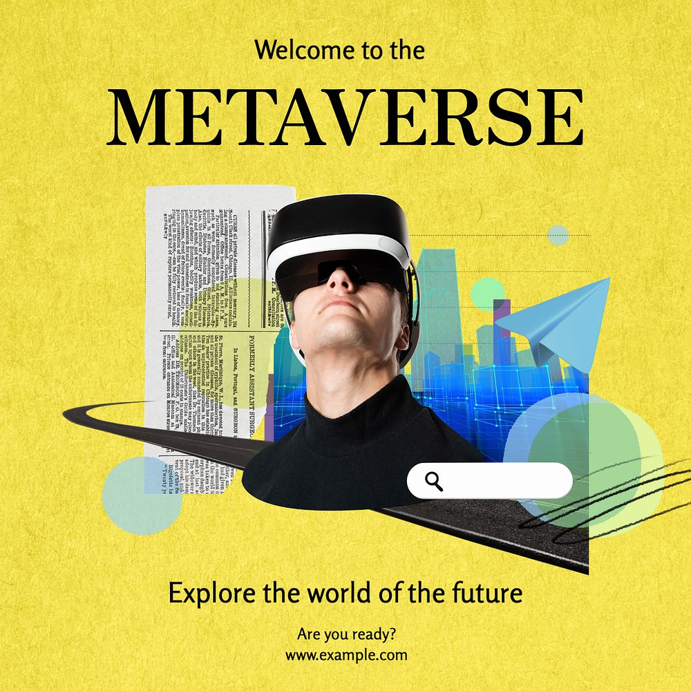 Metaverse Instagram post template, editable text