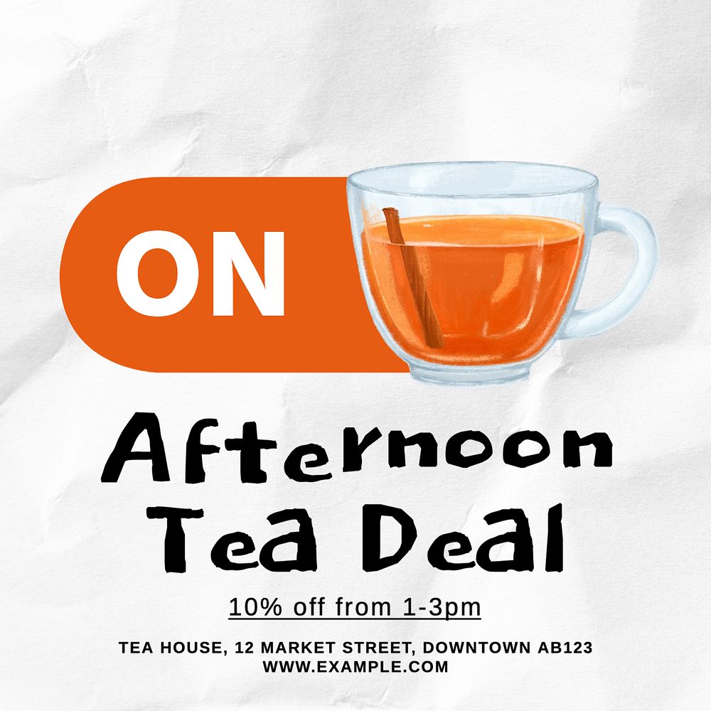 Afternoon tea deal Instagram post template, editable text