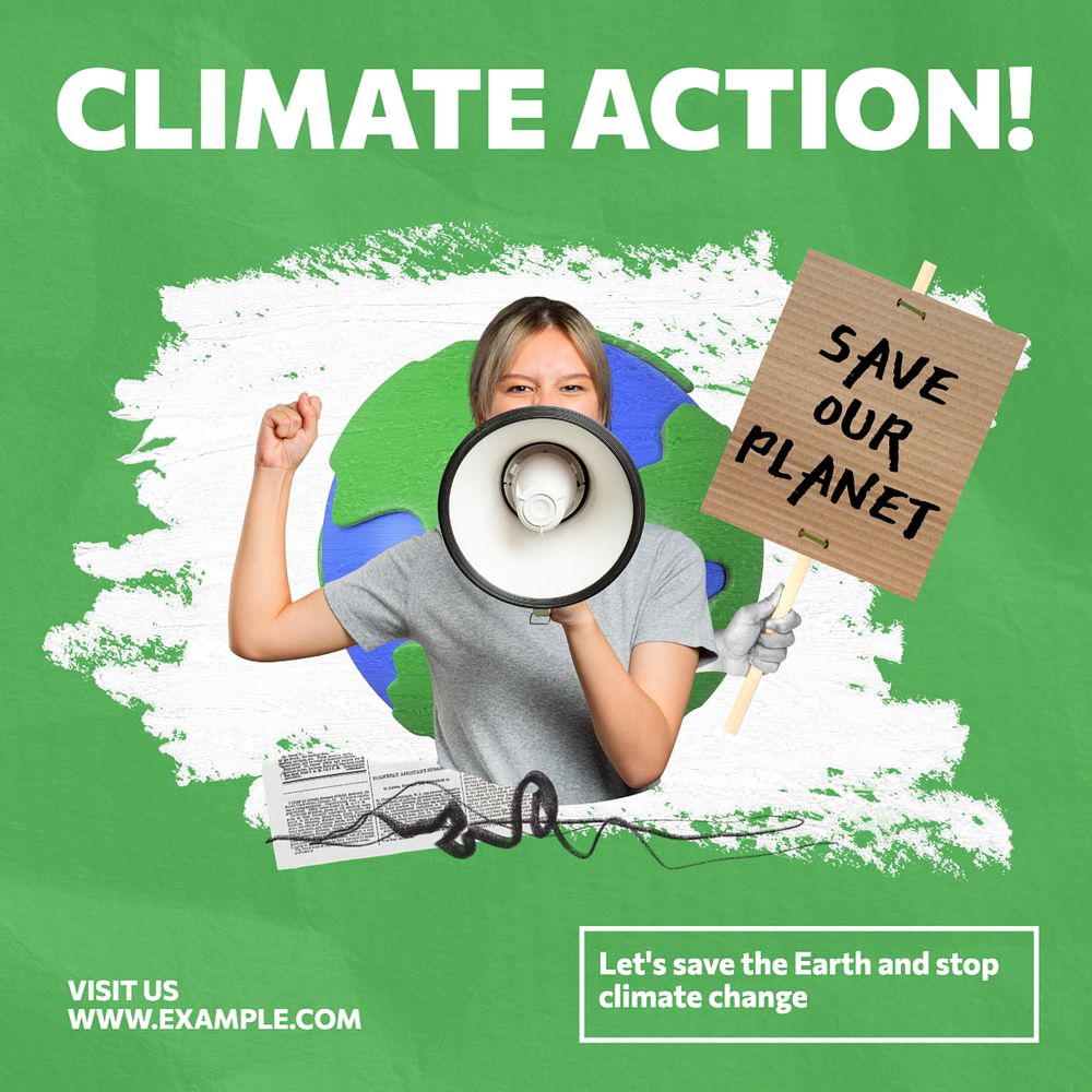 Climate action Instagram post template, editable design