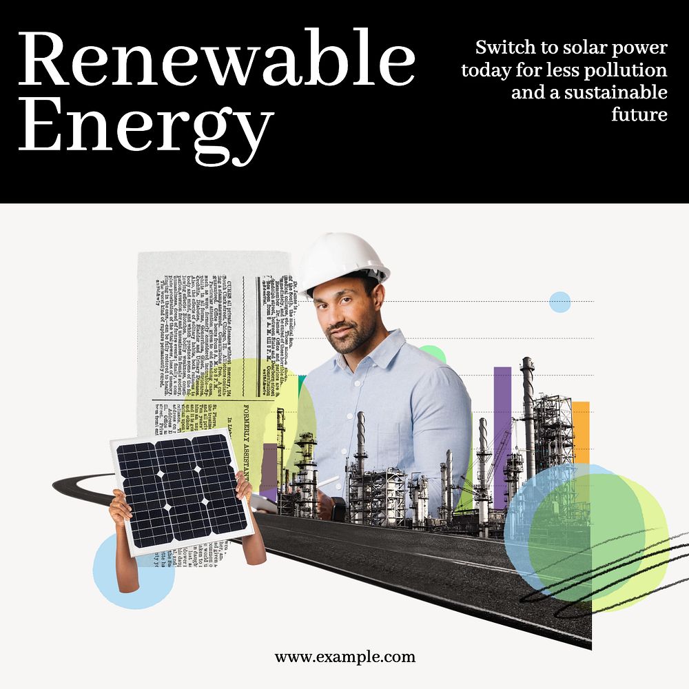 Renewable energy Instagram post template, editable design