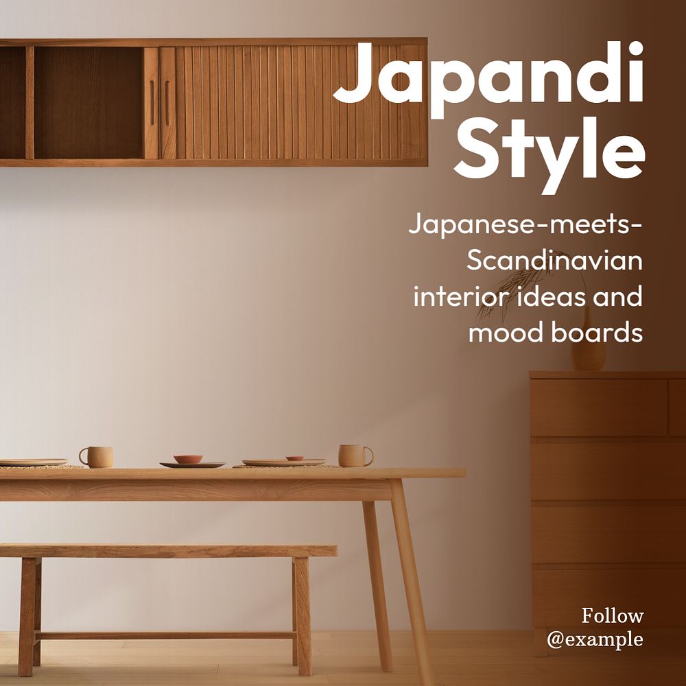 Japandi style  Instagram post template, editable text