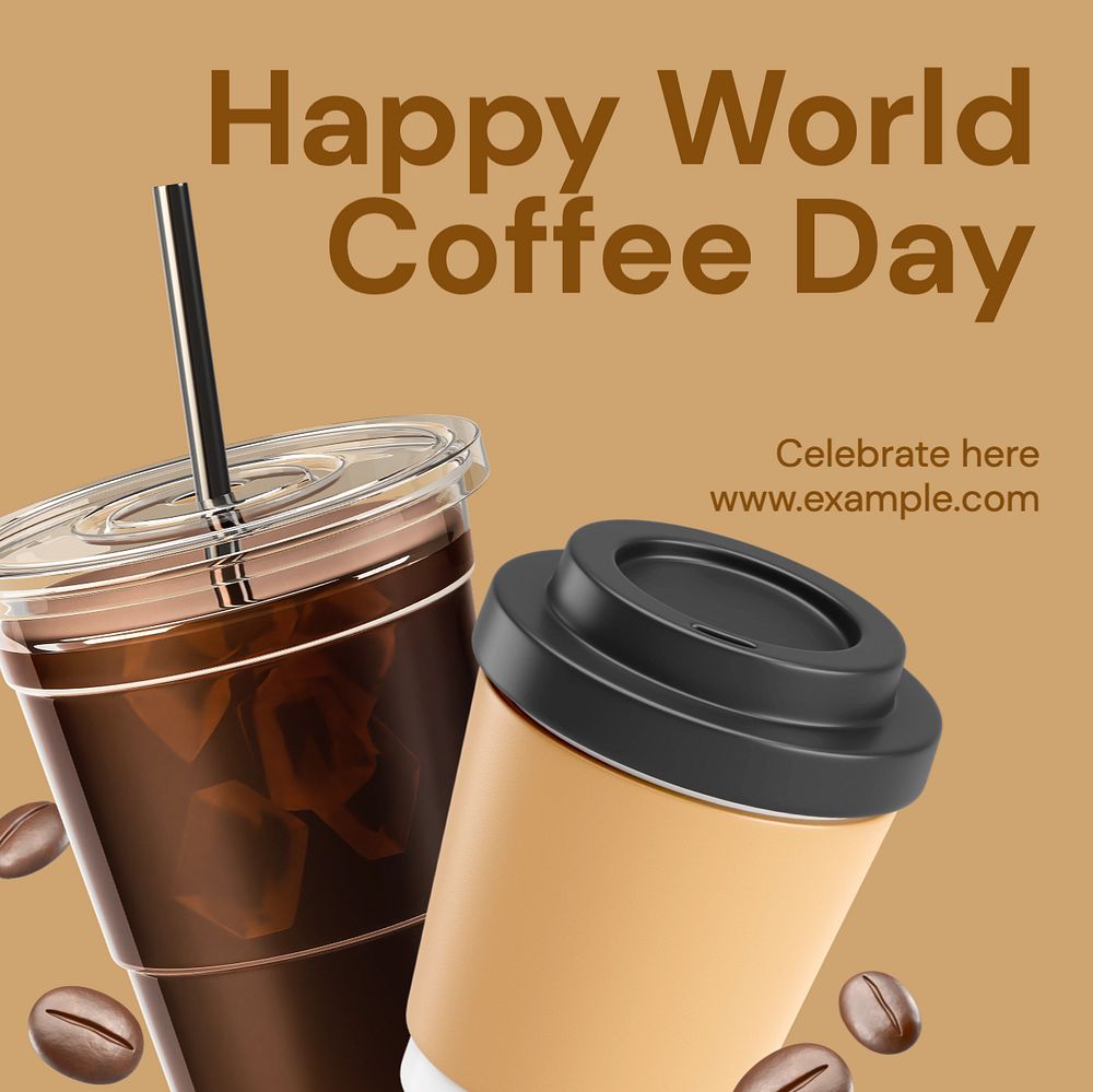 World coffee day Instagram post template, editable text