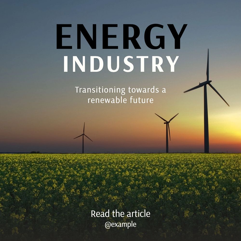 Energy industry Instagram post template, editable text