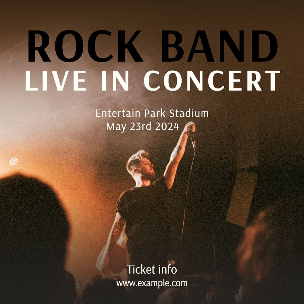 Live concert Instagram post template, editable text