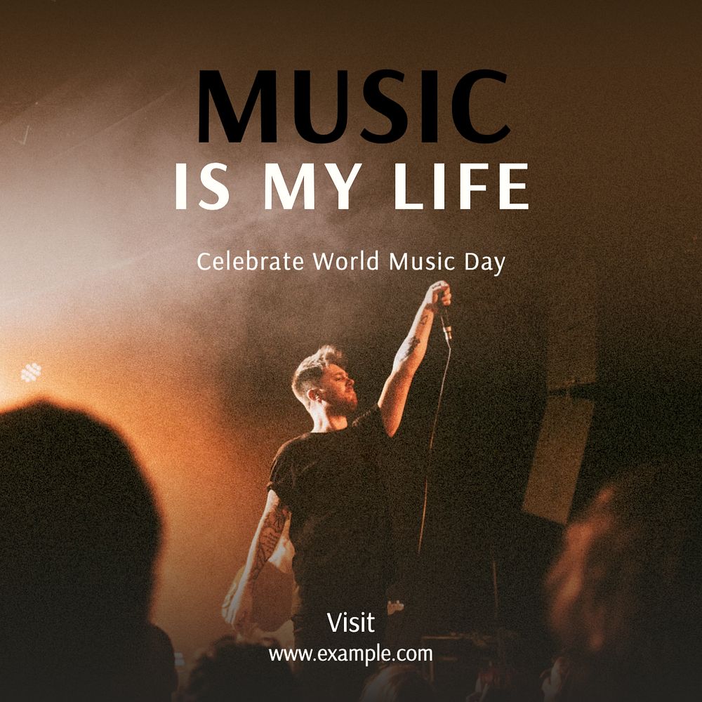 World music day Instagram post template, editable text