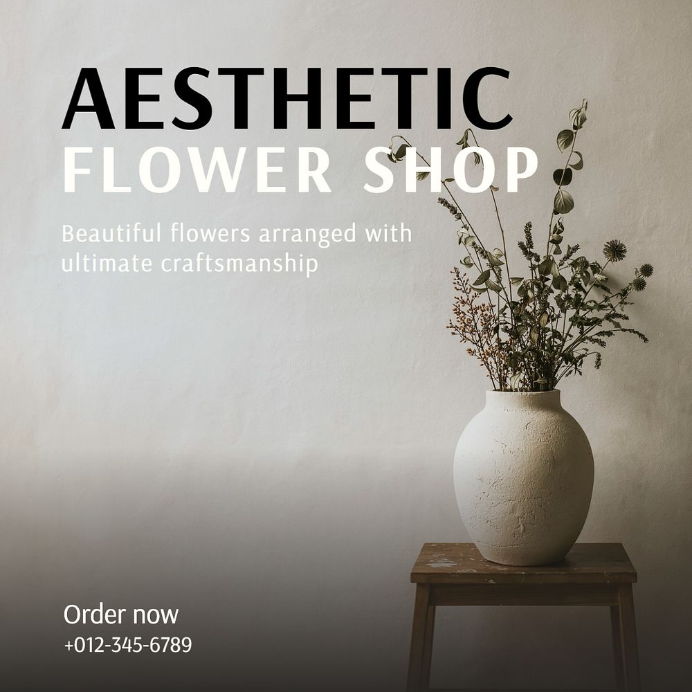 Flower shop Instagram post template, editable text