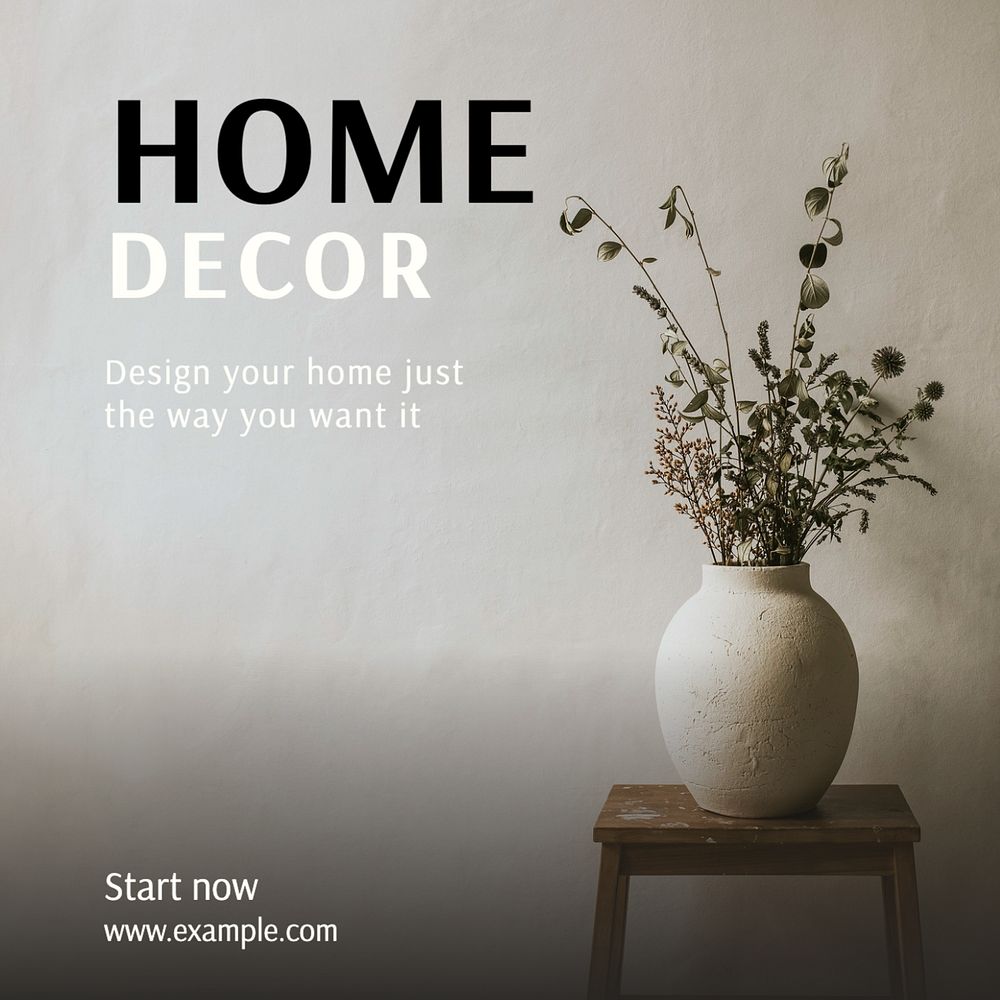 Home decor Instagram post template, editable text