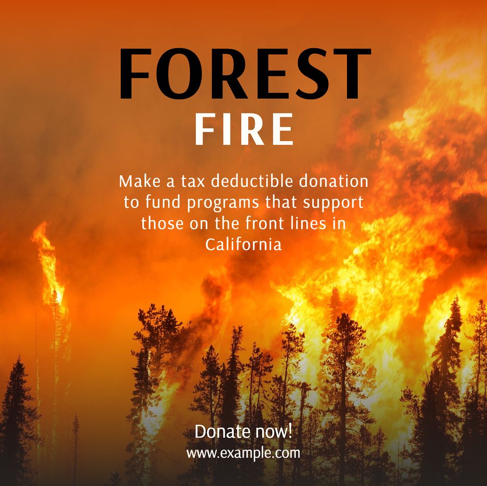 Forest fire Instagram post template, editable text