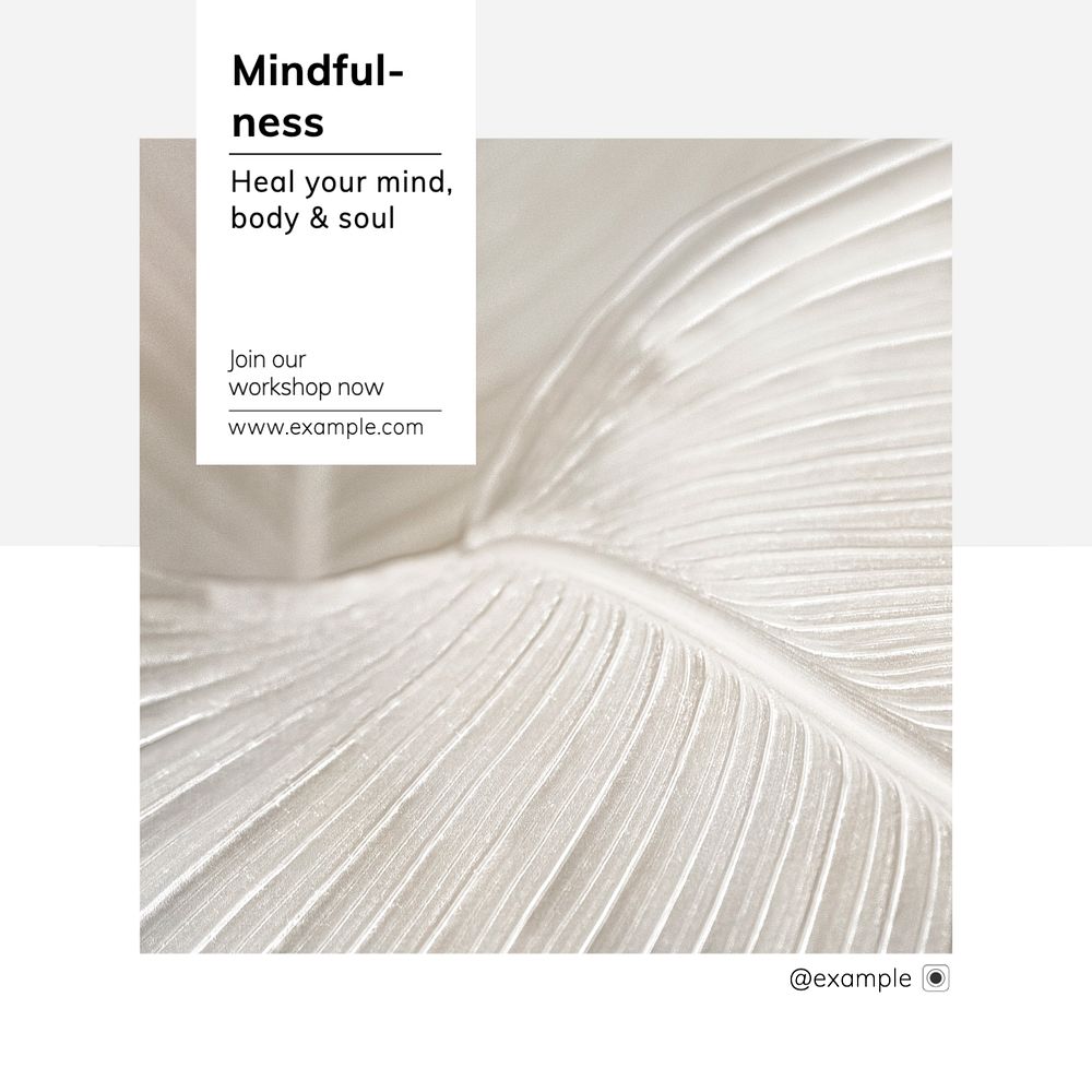 Mindfulness workshop Instagram post template, editable text