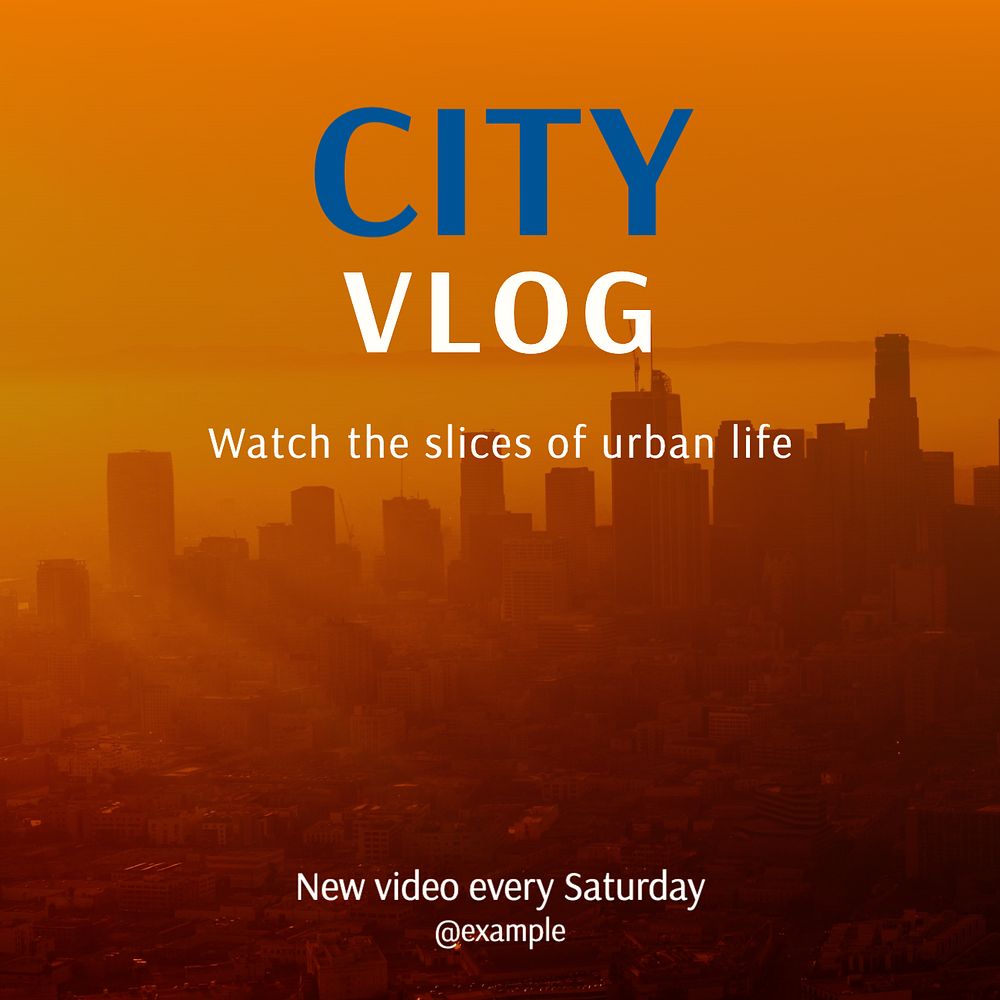 City vlog Instagram post template, editable text