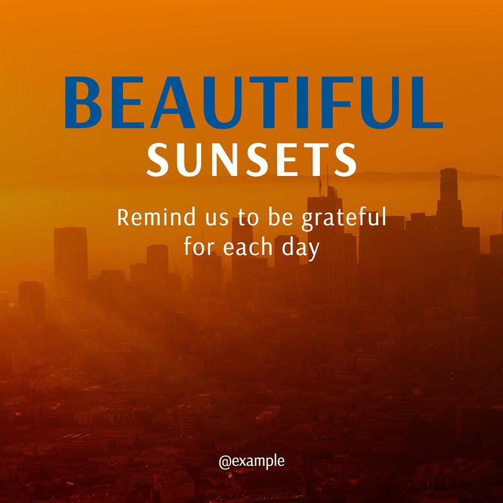 Beautiful sunsets Instagram post template, editable text