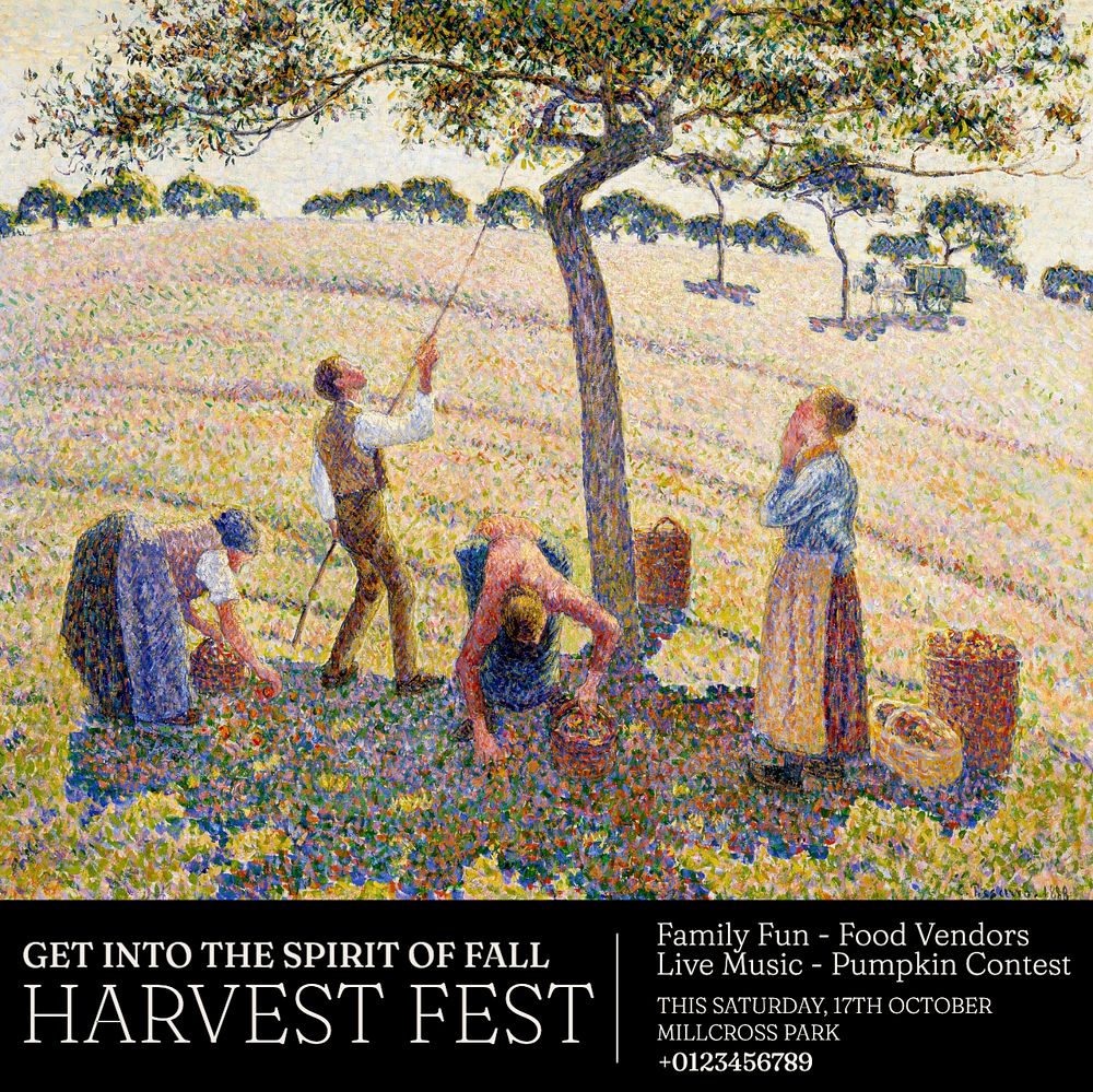 Harvest fest Instagram post template, editable text