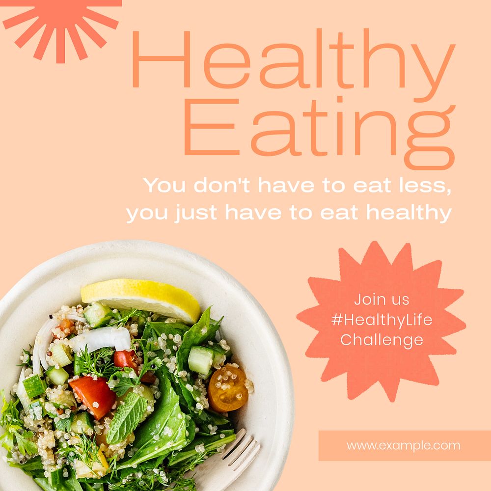 Healthy eating  Instagram post template, editable text