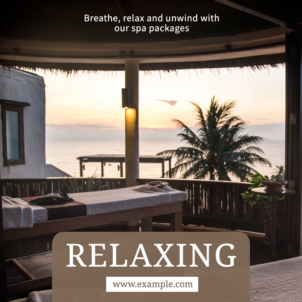 Relaxing spa Instagram post template, editable text