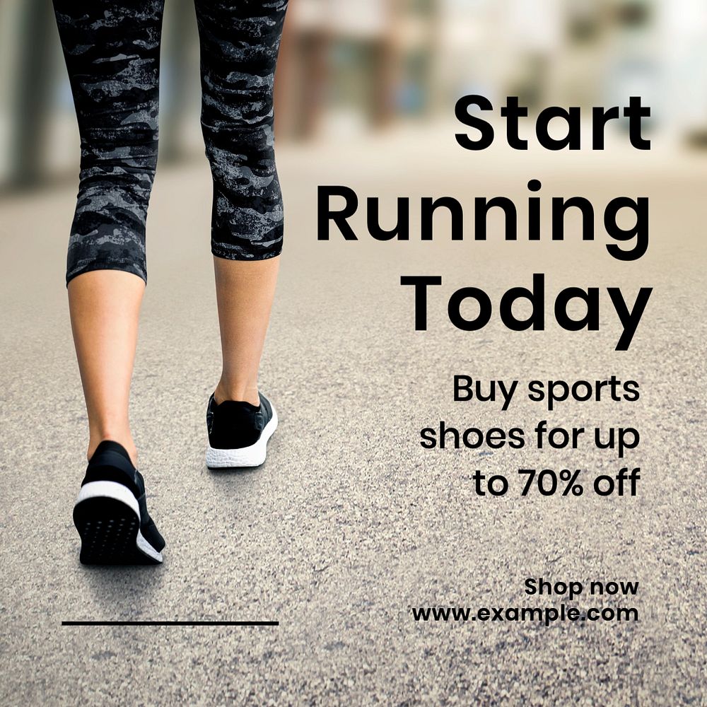 Start running today Instagram post template, editable text