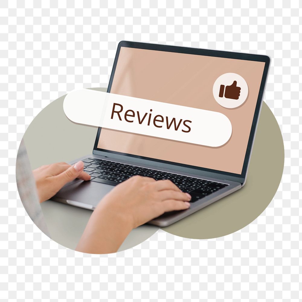 PNG Reviews search screen laptop, editable design