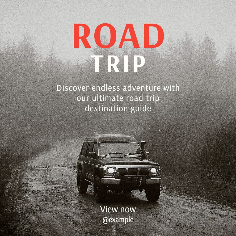 Road trip Instagram post template, editable text