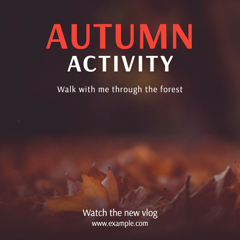 Autumn forest walk Instagram post template, editable text