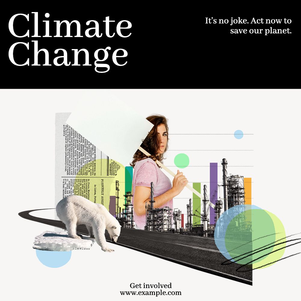 Climate change Instagram post template, editable design