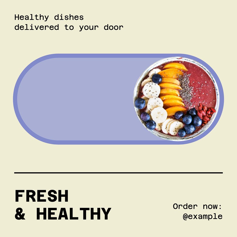 Fresh & healthy food Instagram post template, editable text