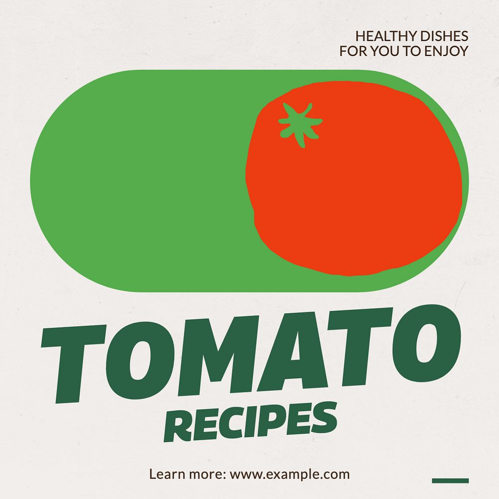 Tomato recipes Instagram post template, editable text