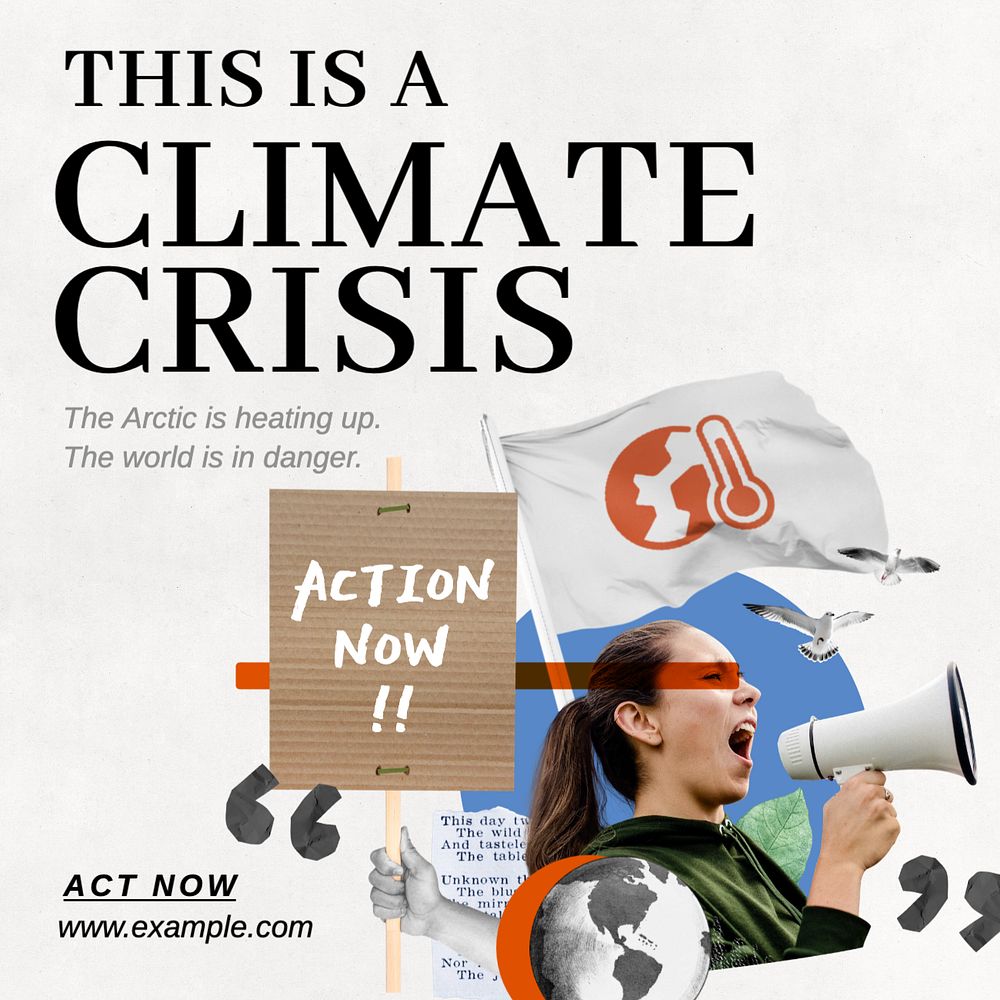 Climate crisis Instagram post template, editable text