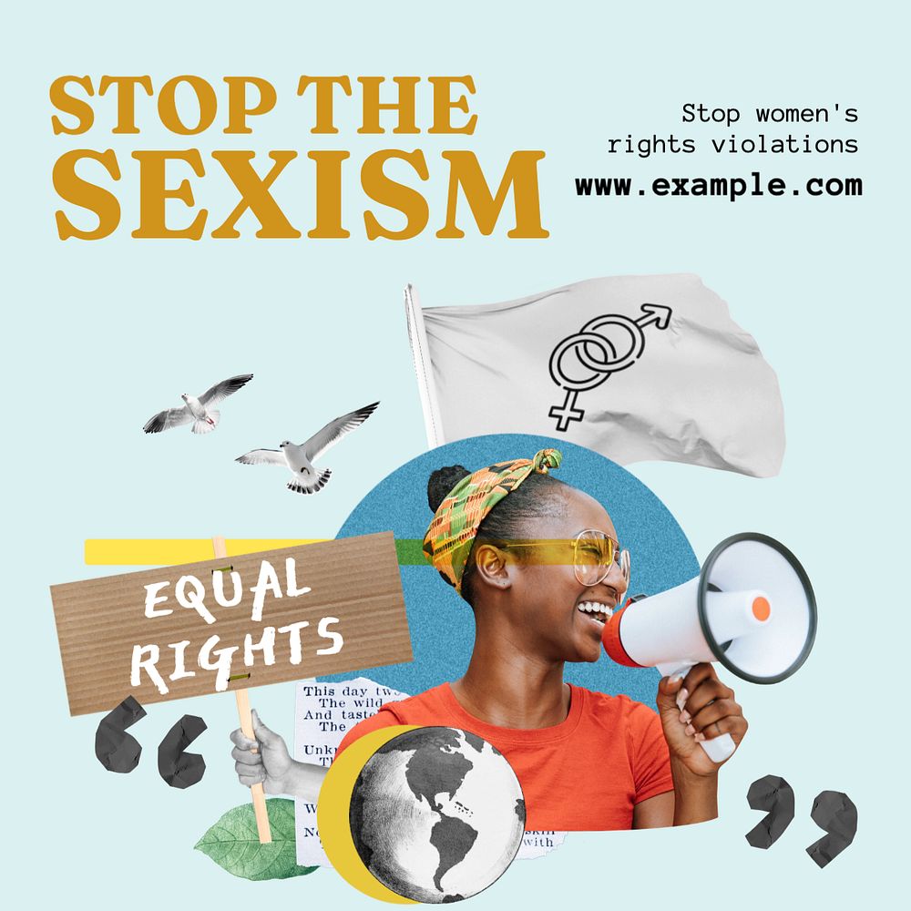 Stop sexism Instagram post template, editable text