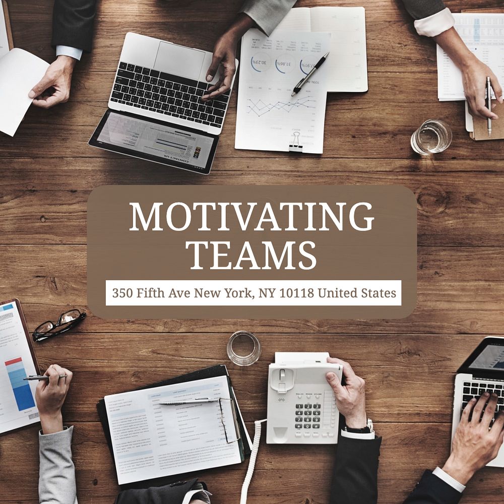 Motivating teams Instagram post template, editable text