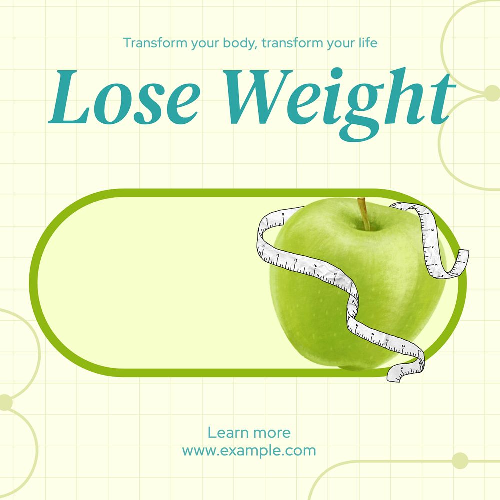 Weight loss Instagram post template, editable text