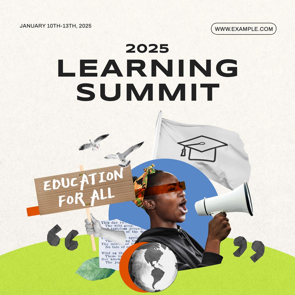 Learning summit Instagram post template, editable text