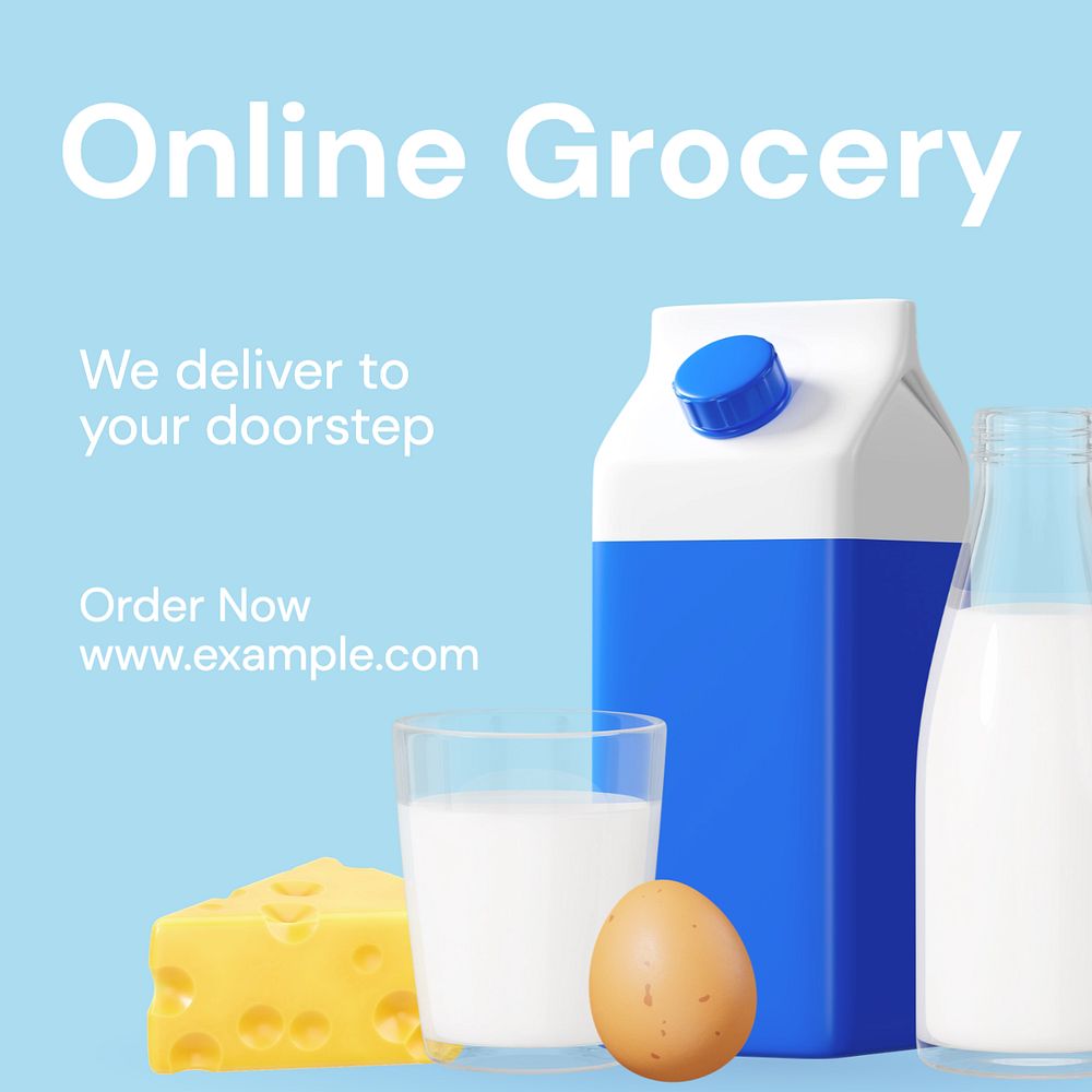 Online grocery Instagram post template, editable text