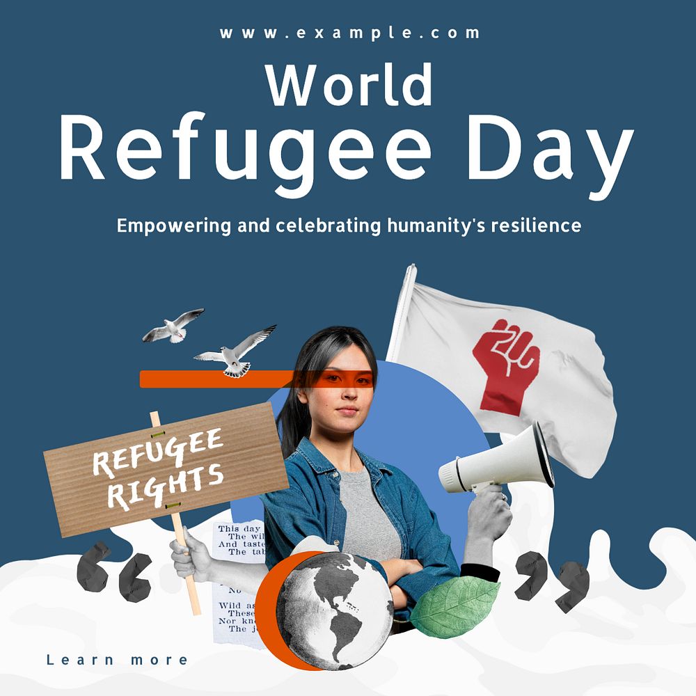 World Refugee Day Instagram post template, editable text