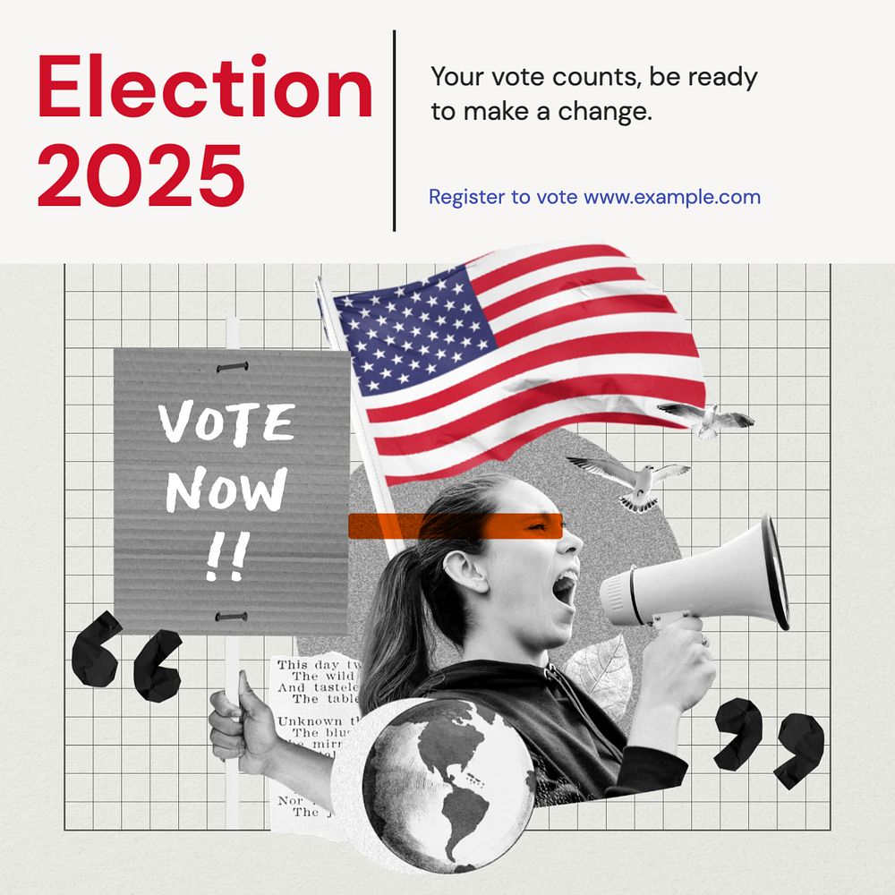 Election 2025 Instagram post template, editable text