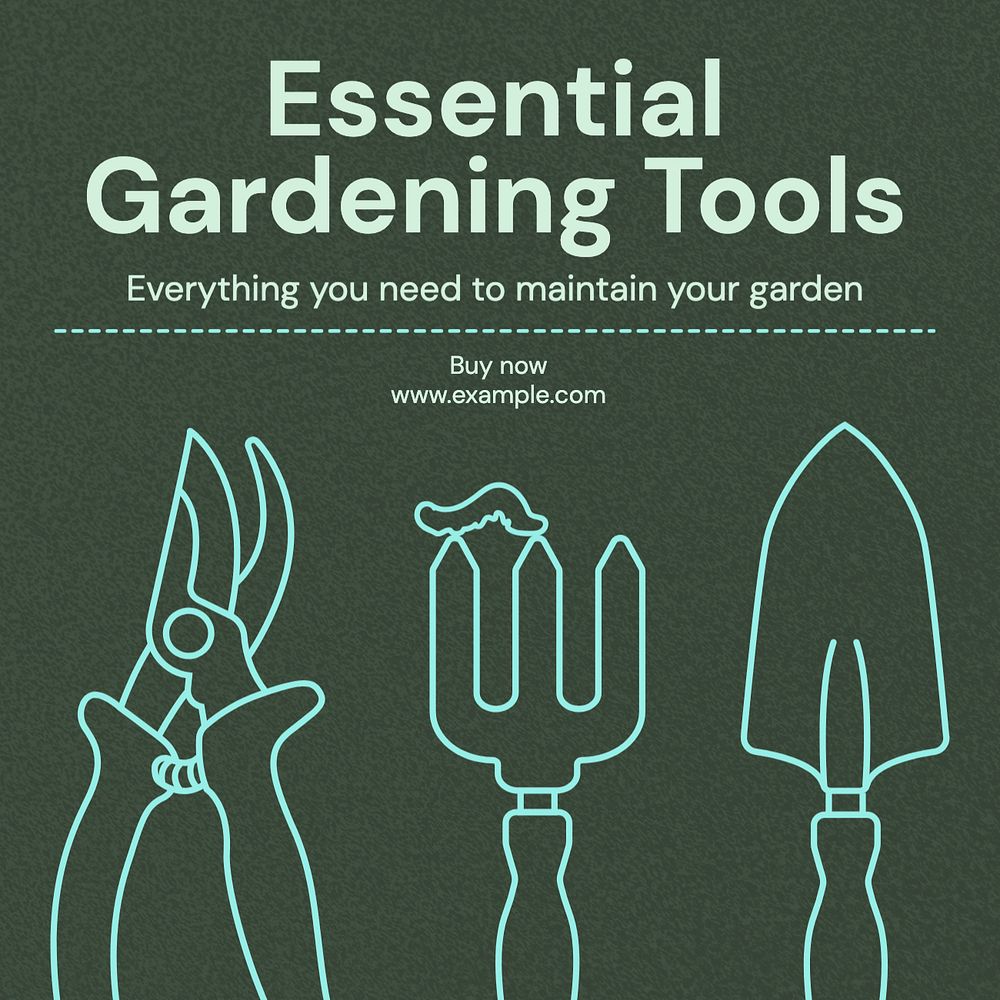 Gardening tools Instagram post template, editable text