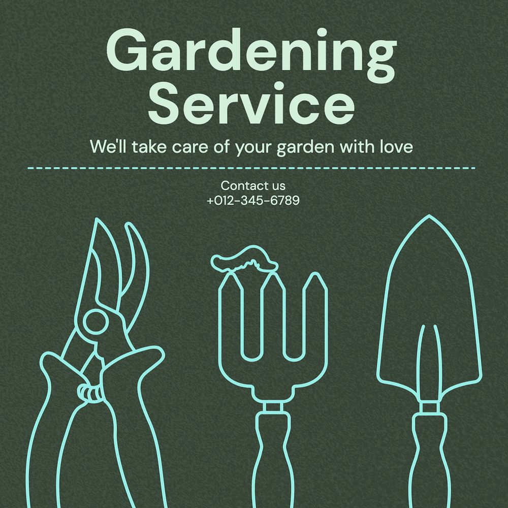 Gardening service Instagram post template, editable text