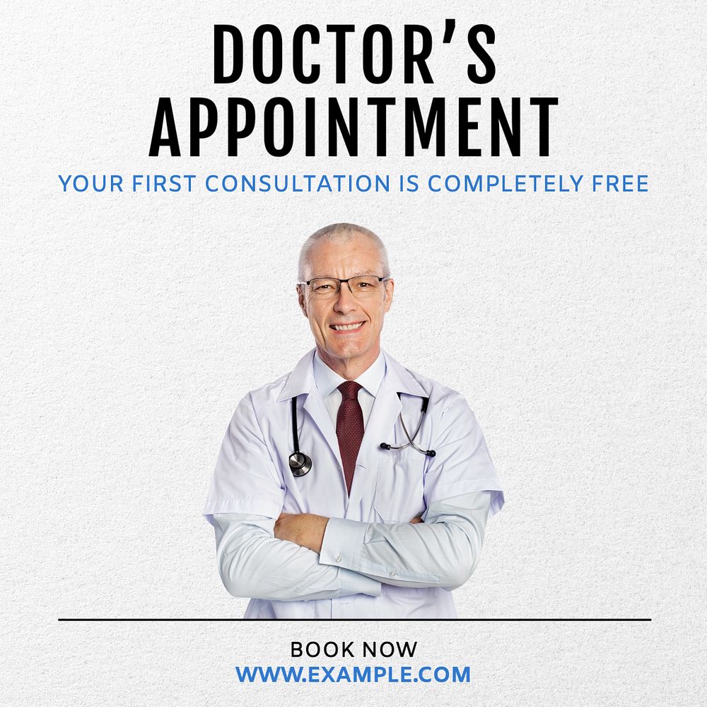 Doctor's appointment Instagram post template, editable text