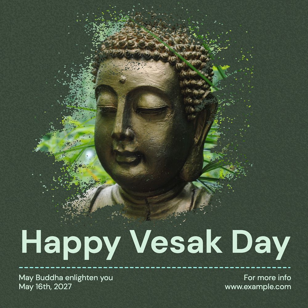 Happy Vesak Day Instagram post template, editable text