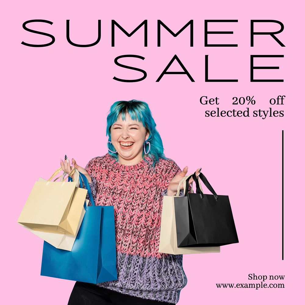 Summer sale Instagram post template, editable text