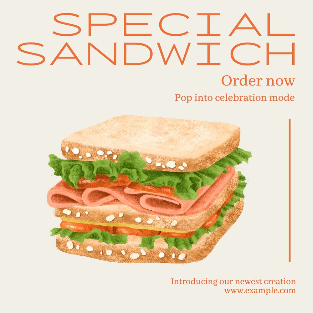 Special sandwich Instagram post template, editable text