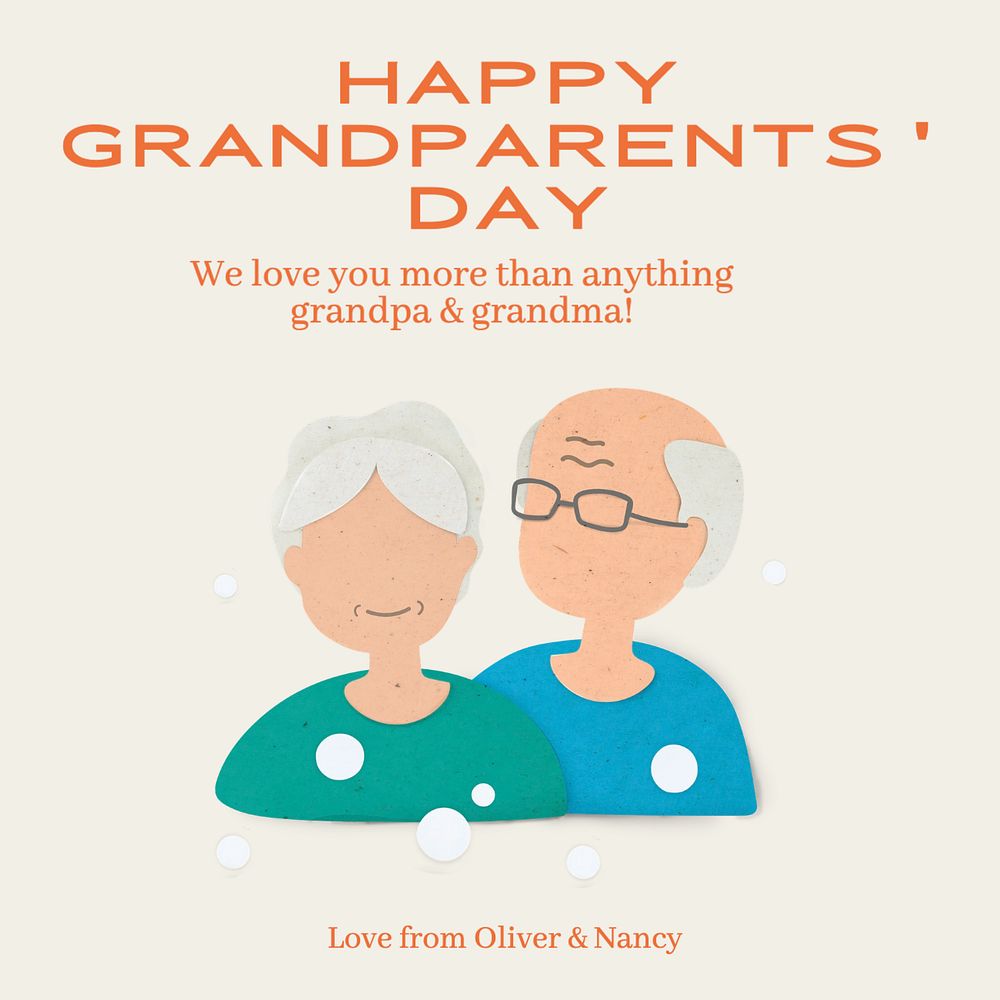 Happy grandparents' day Instagram post template, editable text