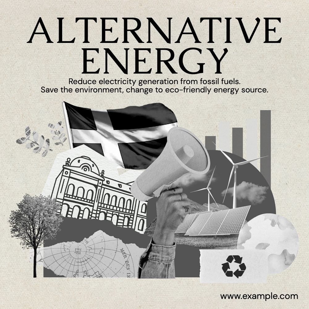 Alternative energy Instagram post template, editable text